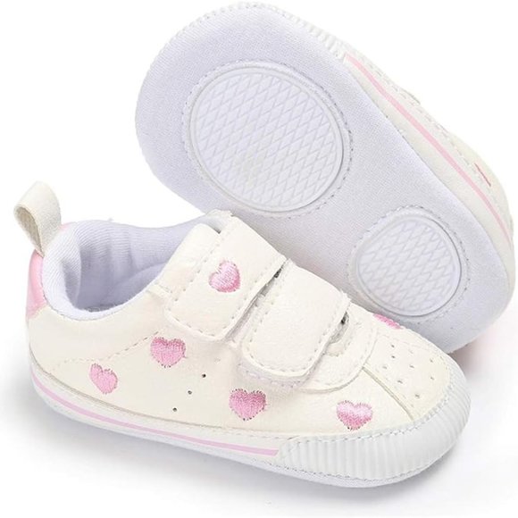 Adorable Pink Heart Infant Sneakers - Perfect for Your Little Fashionista! - Picture 1 of 7